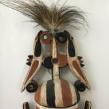 Vintage Brown & White Painted Carved Wooden Mask