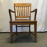 Vintage Solid Oak Slat-Back Banker's Office Chair