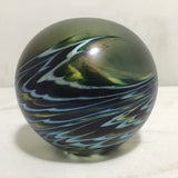 2004 Lundberg Studio Blue Pulled Feather Paperweight