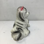 Vintage 1950's White & Black Plaster Chalkware Shih Tzu Statuette