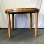 Vintage MCM Round Drexel Black Walnut Veneer Expanding Dining Table