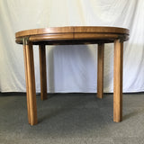 Vintage MCM Round Drexel Black Walnut Veneer Expanding Dining Table