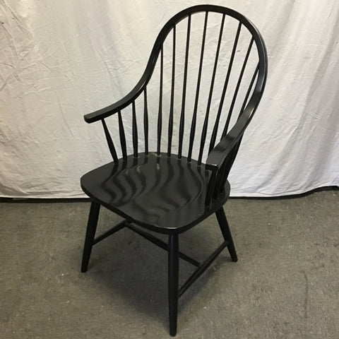Modern Ethan Allen BLack-Painted Spindle-Back Accent Chair