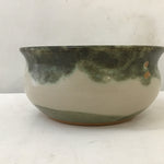 Signed Green & Tan Tree Motif Ceramic Bowl