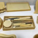 29pc Vintage Yellow Plastic Vanity Set