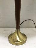 Vintage MCM Solid Teak & Gold Metal Table Lamp