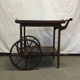 Vintage Solid Black Walnut 2-Tier Butler's Tea Cart