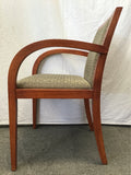 Modern Danish Modern Solid Cherry & Green Upholstered Armchair