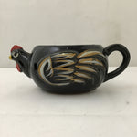 3pc Vintage MCM Black Ceramic Rooster Tea Set