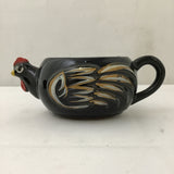 3pc Vintage MCM Black Ceramic Rooster Tea Set