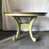 Modern French Country Green & Dark-Stained Solid Cherry Pedestal Dining Table