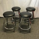 Set of 4 Vintage Atomic Black Vinyl & Chrome Swivel Counter Stools