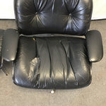 Vintage Plycraft Black Leather Stressless Recliner & Ottoman