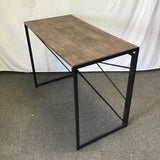 Contemporary Faux-Oak Laminate & Black Metal Folding Desk