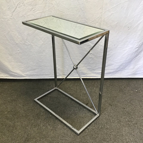 Modern Silver Mirrored Side Table