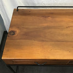 Modern Solid Pine & Black Metal Desk