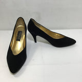 1980's Flings Black Velvet Pumps, Size 8