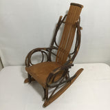 Miniature Doll-Sized Rustic Oak & Hickory Bentwood Adirondack Rocking Chair
