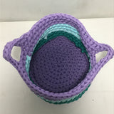 Sarahjane Harrigan Medium Purple & Green Crocheted Basket