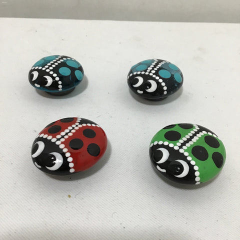 Susan Sitaraman Single Hand Painted Smiling Ladybug On Glass Magnet