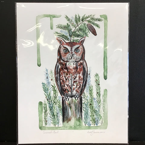 Cruz Illustrations "Screech Owl" 11x14 Signed Art Print