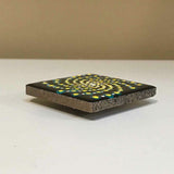 Susan Sitaraman Single Hand Painted Spiral Mandala On Black Tile Magnet