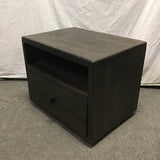 Pair of Rustic Grey-Stained Wood 2-Tier Night Stands
