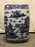 Modern Chinoiserie Pier 1 White & Blue Porcelain Garden Stool