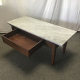 Vintage Craftsman Mahogany 1-Drawer Marble-Top Coffee Table