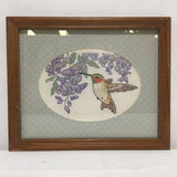 Vintage 1990 Framed Hummingbird Needlepoint Wall Art