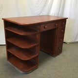 Modern Oak Veneer & Solid Cherry 5-Drawer Kneehole Desk