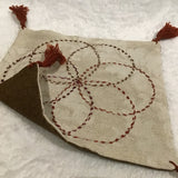 Twin Cat Orange & Cream Embroidered Sashiko Seed of Life Mat