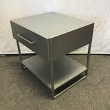 Single Modern CB2 Grey Sheet Steel 2-Tier Night Stand