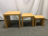 Set of 3 Modern Oak Veneer Cube Nesting Tables