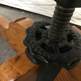 Vintage Johnson Solid Oak & Black Vinyl Rolling Office Chair