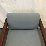 Modern Blue Upholstered & Oak Armchair