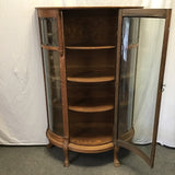 Vintage Oak & Tiger Oak Curved-Glass-Front Curio Cabinet