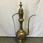 Decorative Hand Painted Floral Brass Turkish Coffee Pot