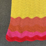 Handmade Rainbow Zig-Zag Stripe Crochet Throw Blanket
