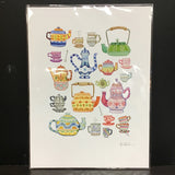 Marika Chew "Teapot Collection" 9x12 Signed Art Print