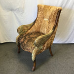 Modern Wing-Arm Brown Upholstered Armchair