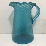 6pc Service for 5 Vintage Blue Glass Drink Set