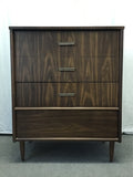 Vintage MCM Bassett Walnut Veneer 4-Drawer Chest of Drawers