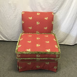 Modern Red Botanical Upholstered Slipper Accent Chair