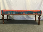 Modern Blue & Orange Upholstered Dining Bench