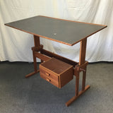 Vintage Solid Oak & Teak Veneer Tilt-Top Art Desk