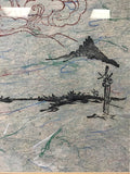 Framed Original Air Dragon Woodblock Print on Mulberry Paper