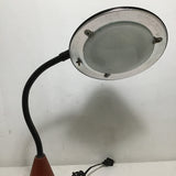Modern MCM Black Metal & Red-Stained Desk Lamp
