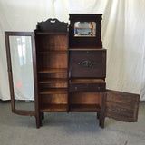 Vintage Solid Tiger Oak Side-By-Side Secretary Desk & Bookcase