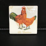 Susan Sitaraman Single Chicken Decoupage On White Tile Magnet